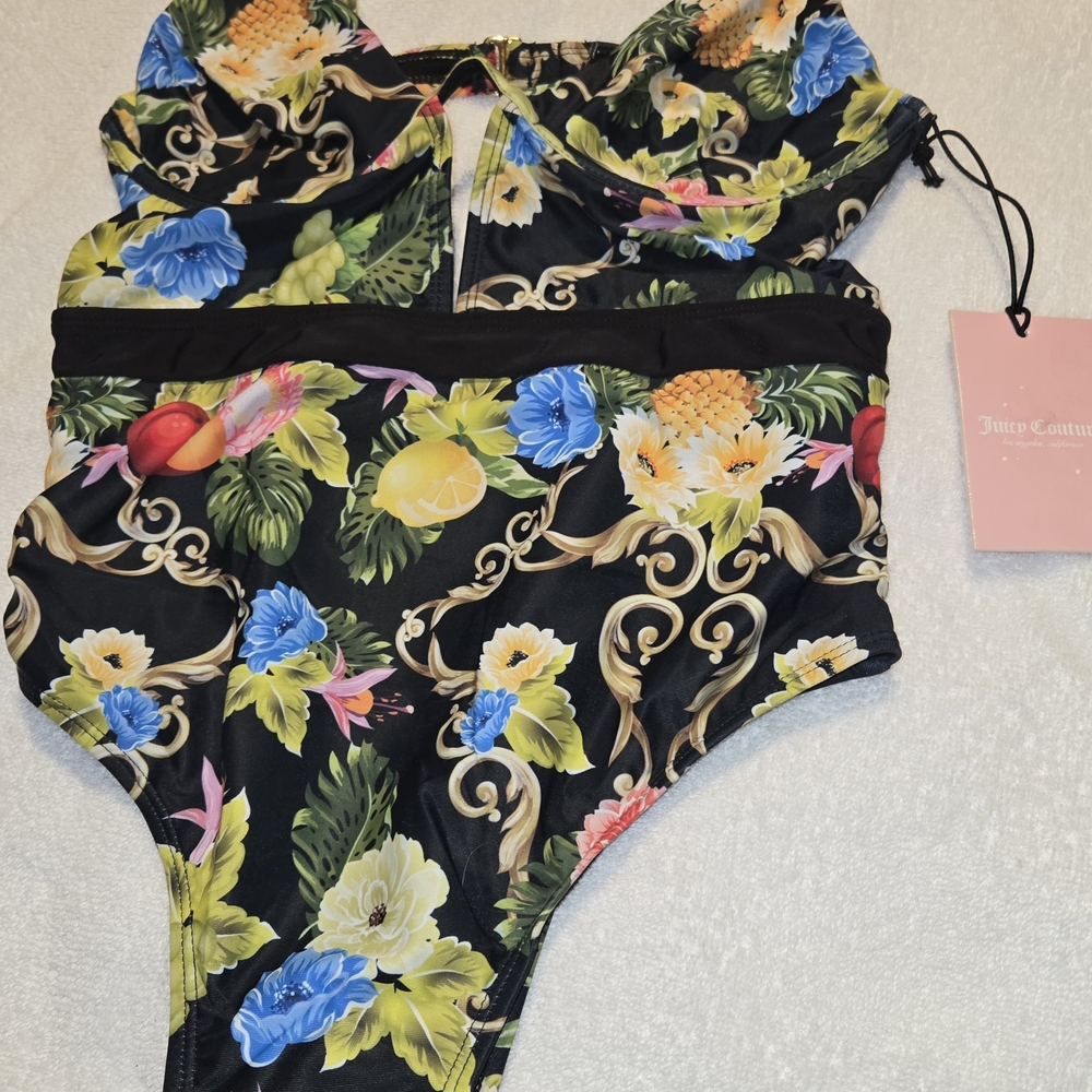 Juicy Couture Kids Floral Swimsuit - Black and Multicolor